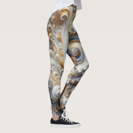 Leggings Oro, negro y blanco girando moderno abstracto