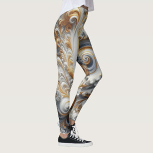 Leggings Oro, negro y blanco girando moderno abstracto
