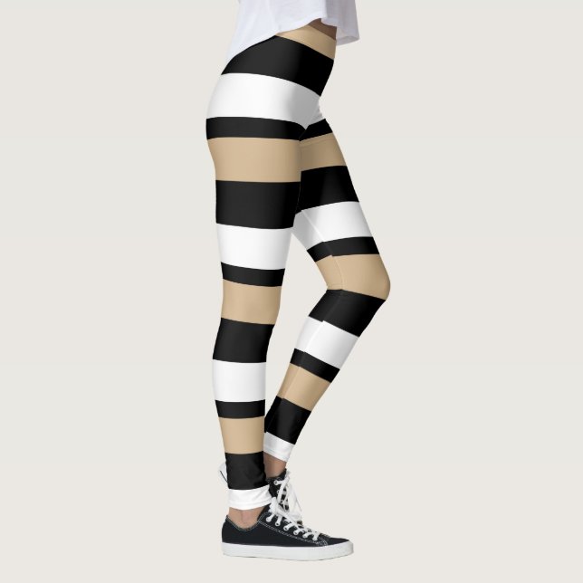 Leggings Oro negro y blanco Horizontal-Rayados (Derecha)