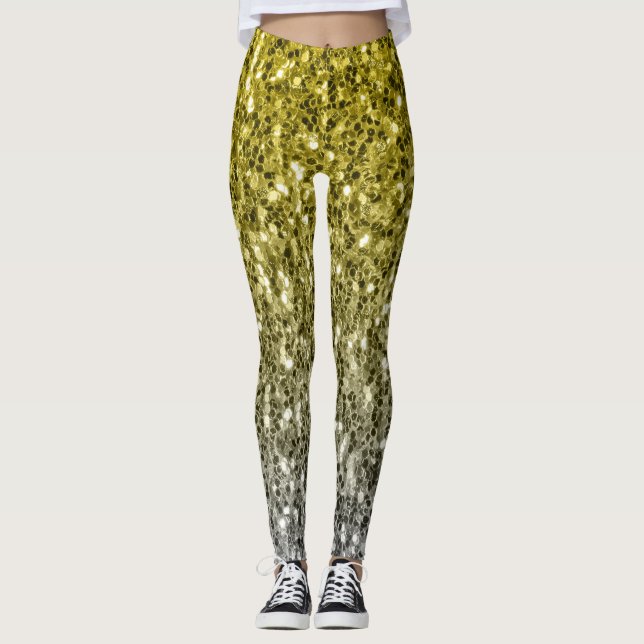 Leggings Oro plateado brillante oscuro purpurina oscuro (Anverso)