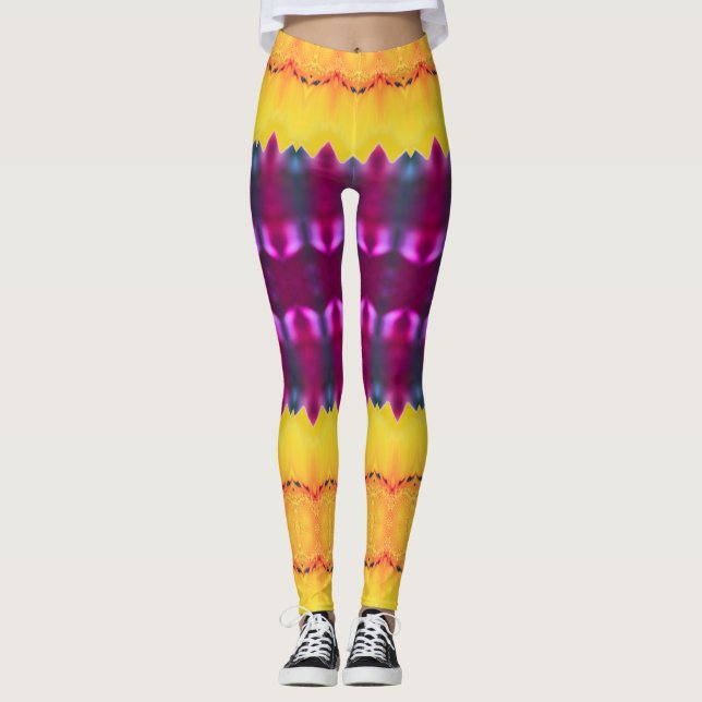 Leggings Oro Pluma Púrpura Y Turquesa (Anverso)