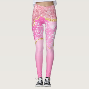 Leggings Oro Rosa Glam Glitter Brillo Moderno 
