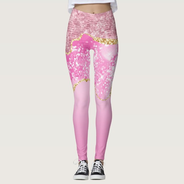 Leggings Oro Rosa Glam Glitter Brillo Moderno  (Anverso)