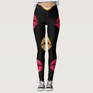 Leggings Oro rosa glamoroso: Patrón de pintalabios