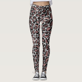 Leggings Oro Rosa metálico y puntos de leopardo negro en bl