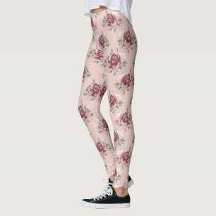 Leggings Oro rosa rosado rustico verde bohemio floral