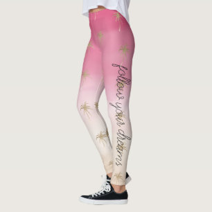 Leggings Oro rosado Oro Tropical Palmeras Ombre