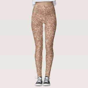 Leggings Oro subió purpurina brillante brillante