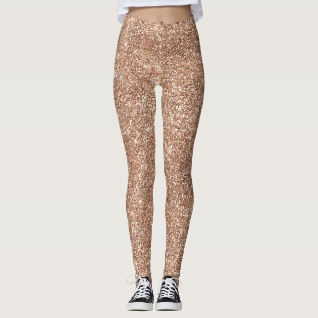 Leggings Oro subió purpurina brillante brillante (Anverso)