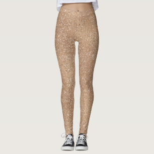 Leggings Oro subió purpurina brillante brillante