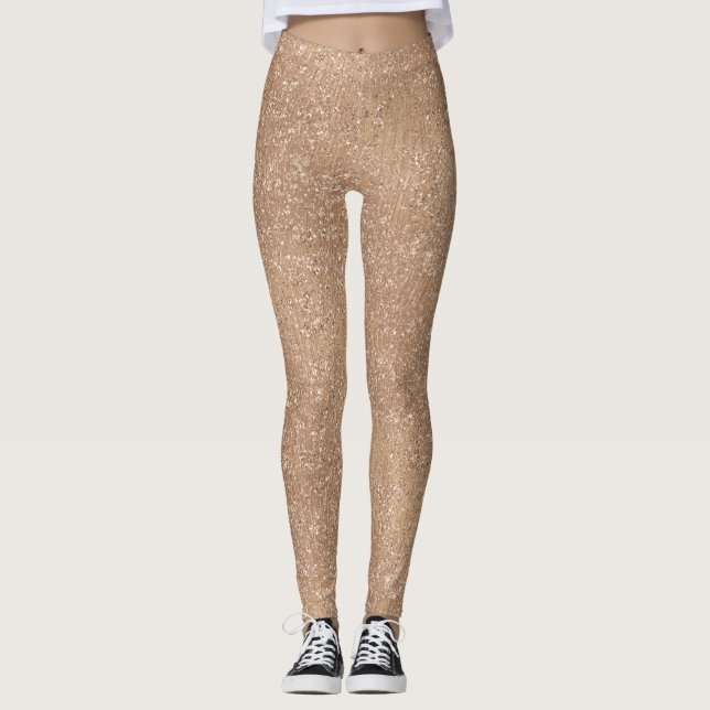 Leggings Oro subió purpurina brillante brillante (Anverso)