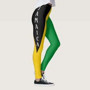 Leggings Oro verde de Jamaica y bandera jamaiquina negra