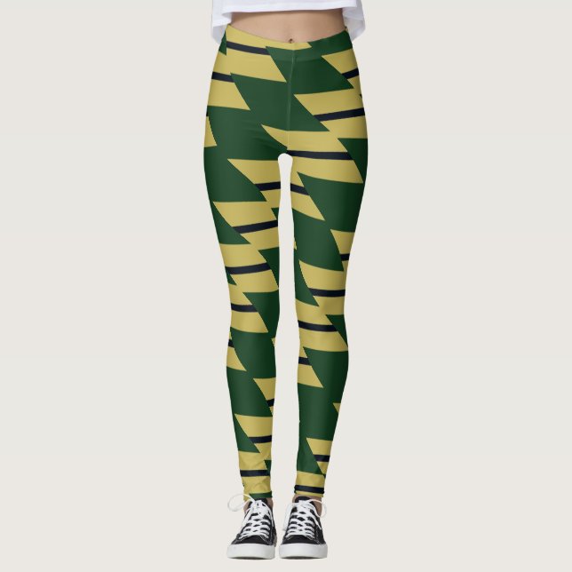 Leggings Oro verde y piernas con patrones geométricos de la (Anverso)