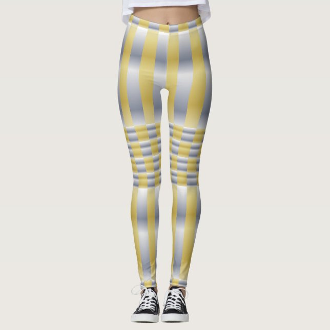 Leggings Oro y plata (chequeros y rayas) (Anverso)