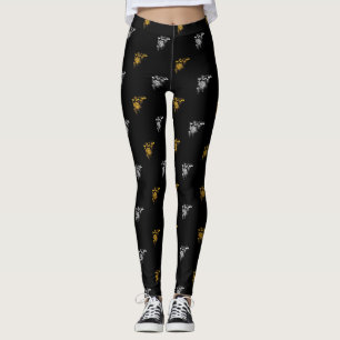 Leggings Oro y plata Pinecones y polainas de las ramas del