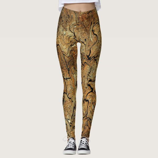 Leggings Oro y polainas "veteados" de Brown (Anverso)