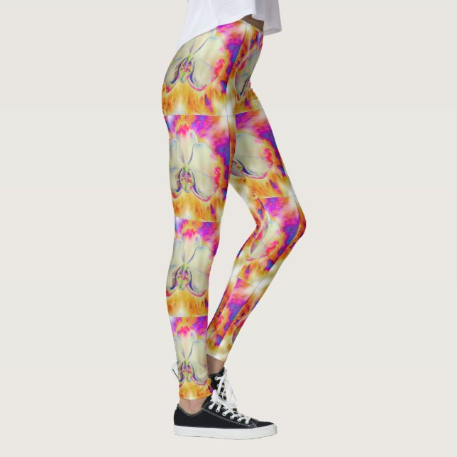 Leggings Orquídea de Fuego Rosa, floros de acuarela surreal (Derecha)