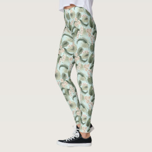 Leggings Orquídea floral de jardín tropical y patrón de pal