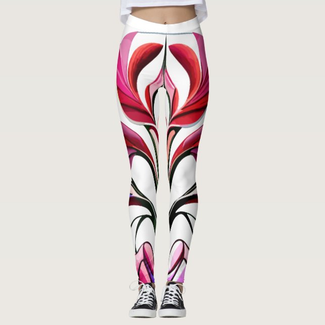 Leggings Orquídea metálica: Extravagancia rosa y amarilla (Anverso)