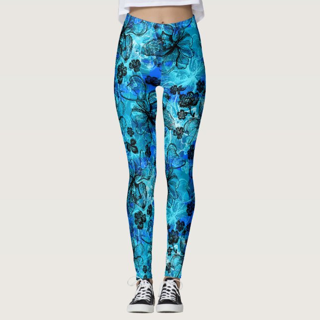 Leggings Orquídea tropical hawaiana del cordón de Wahine (Anverso)