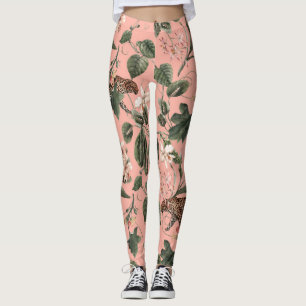 Leggings Orquídea tropical, mariposas: acuarela exótica.