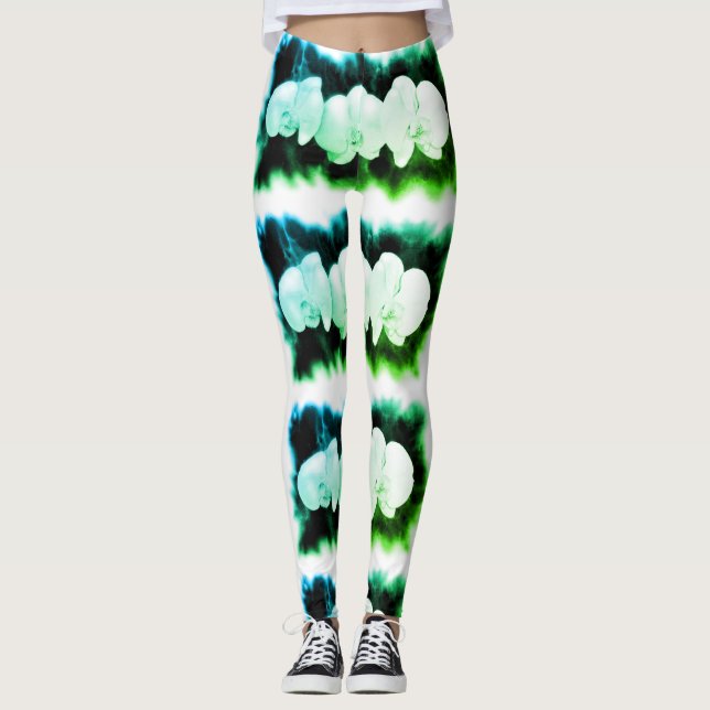 Leggings Orquídeas Azules y Verdes (Anverso)