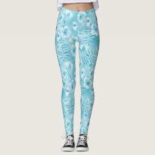 Leggings Orquídeas blancas acuáticas tropicales Hibiscus Fl