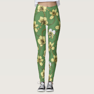 Leggings Orquídeas y cadenas, amarillas y kellanas