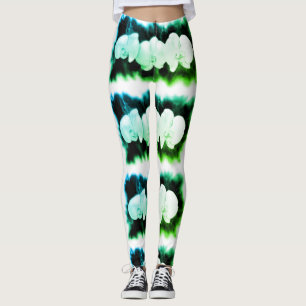 Leggings Orquides verde azuladas y azules