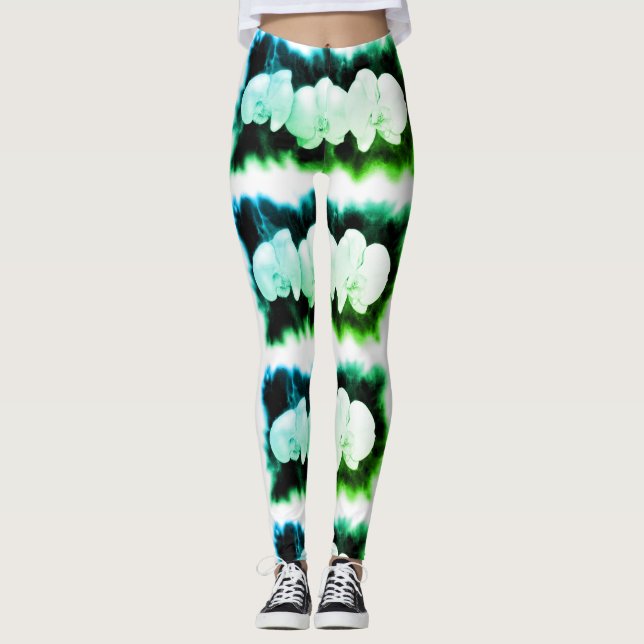 Leggings Orquides verde azuladas y azules (Anverso)