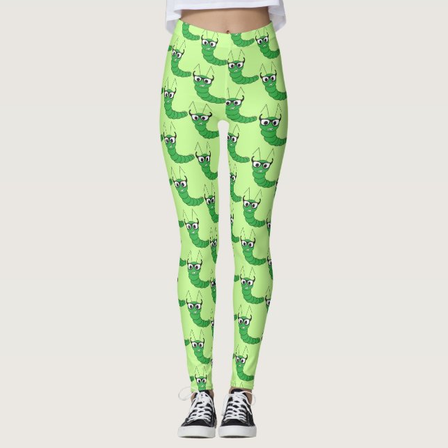 Leggings oruga nerd divertida de Guay con patrón de gafas (Anverso)