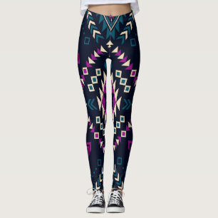 Leggings Oscuro Navajo, geométrico vintage.