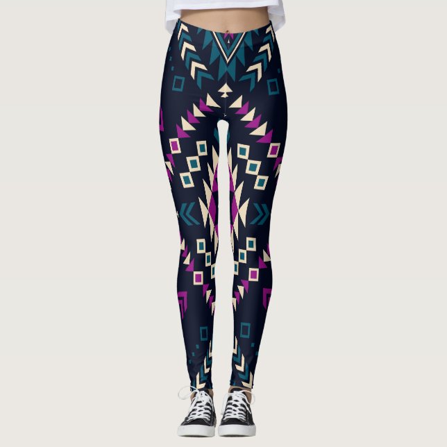 Leggings Oscuro Navajo, geométrico vintage. (Anverso)