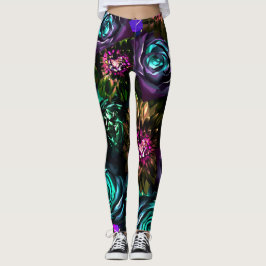 Leggings Oscuro País de las Maravillas Glamour Audaz Floral