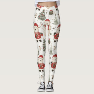 Leggings Osito de Navidad Patrón de Santa (1)