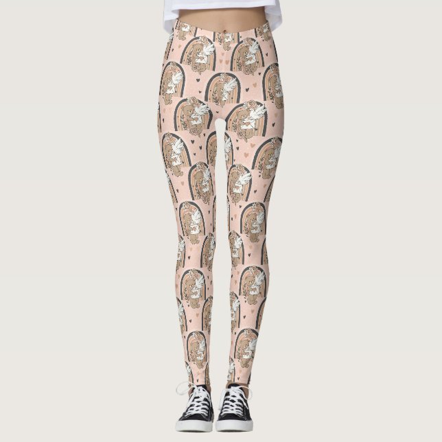 Leggings Ositos de felpa de guardería boho con arcoíris - T (Anverso)