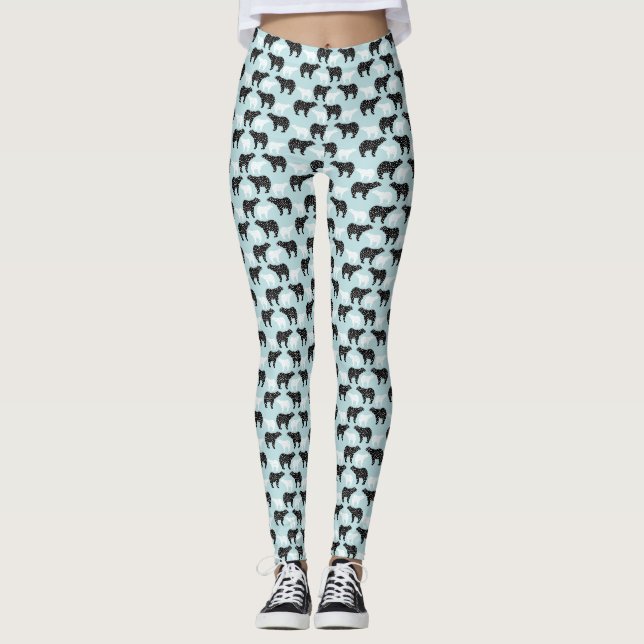Leggings Oso del bosque de invierno blanco negro (Anverso)