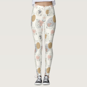 Leggings Oso lindo y corazones -- Guardería Pastel (10)