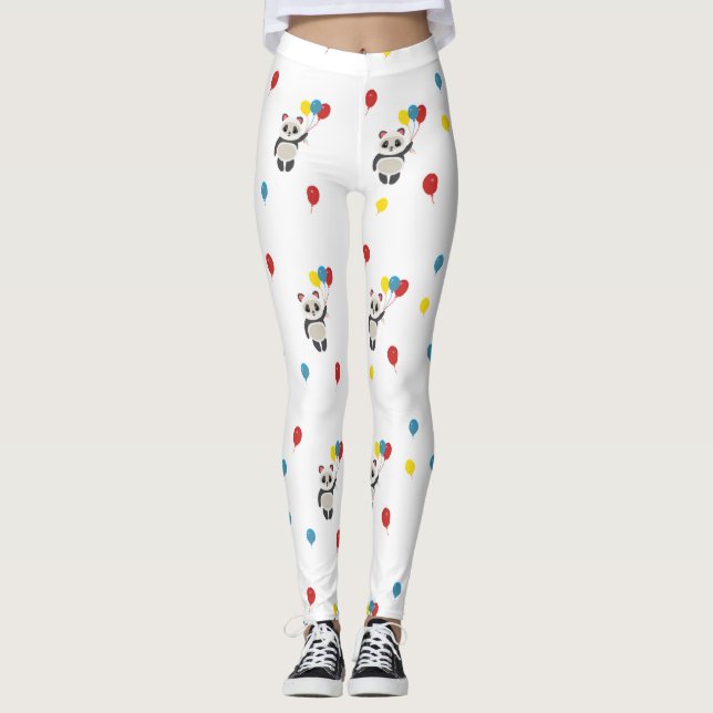 Leggings Oso panda con globos blanco (Anverso)