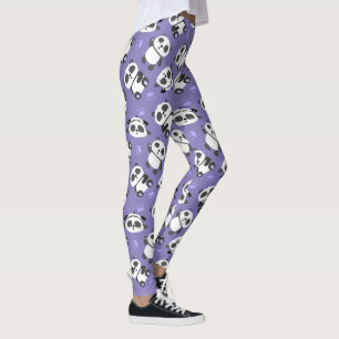 Leggings Oso panda lindo pata fondo azul