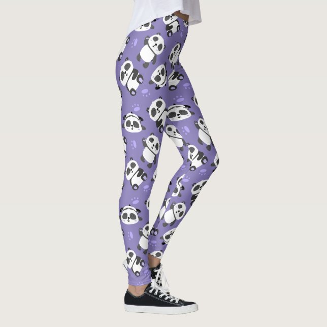 Leggings Oso panda lindo pata fondo azul (Derecha)