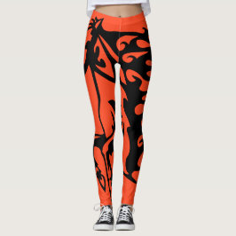 Leggings Otoño Naranja Pony Horse Bronco Steed Lineart