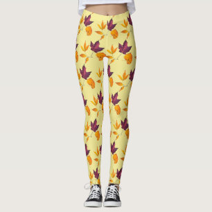 Leggings Otoño otoño deja una malva amarilla borgoña y blan