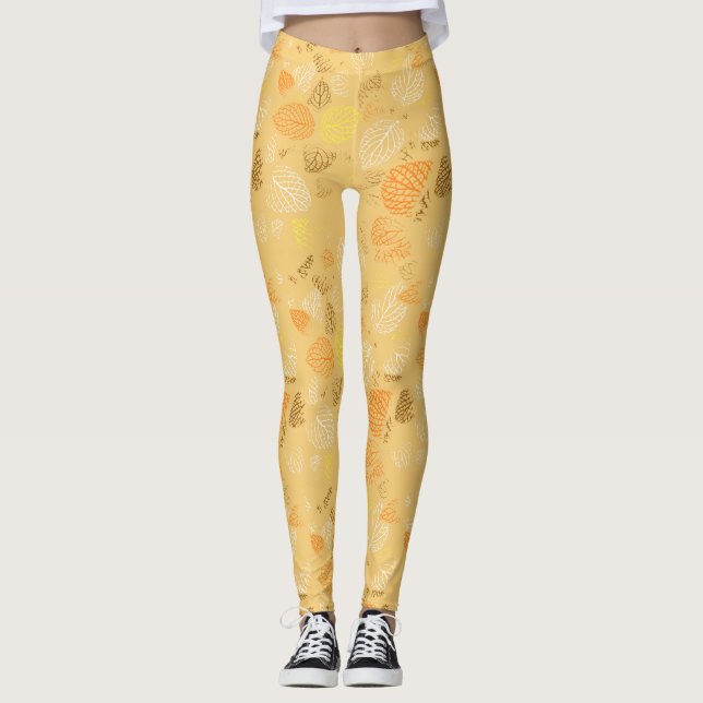 Leggings Otoño, patrón de hojas 4 (Anverso)
