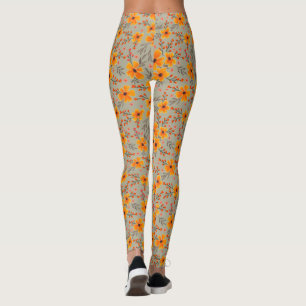 Leggings Otoño Patrón floral Sage Verde