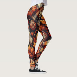 Leggings Otoño Plaid deja beige Naranja