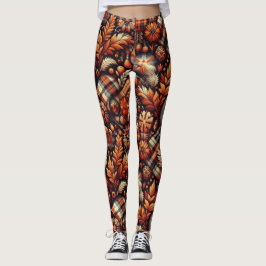 Leggings Otoño Plaid deja beige Naranja