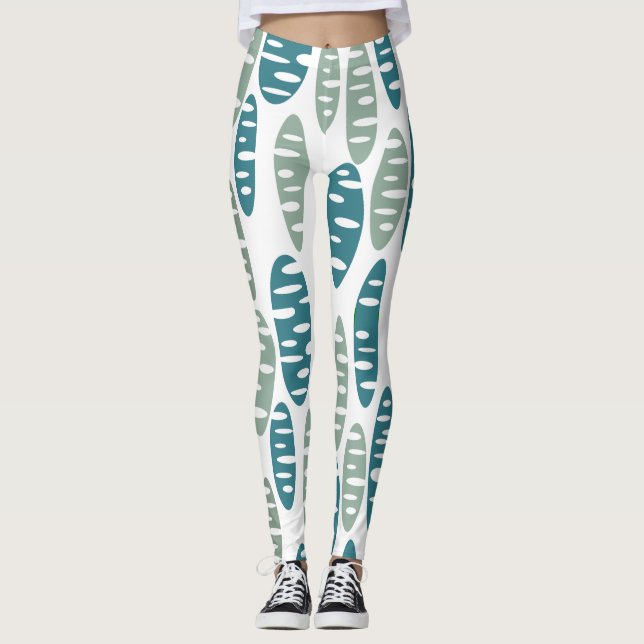 Leggings Ovalos de holey azul retro (Anverso)