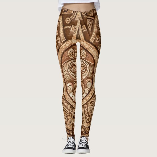 Leggings Pagan tribal maya: Textura ornamental (Anverso)
