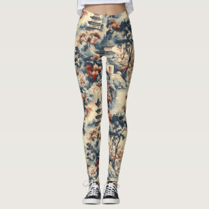 Leggings Pagodas Serene en un paisaje montañoso